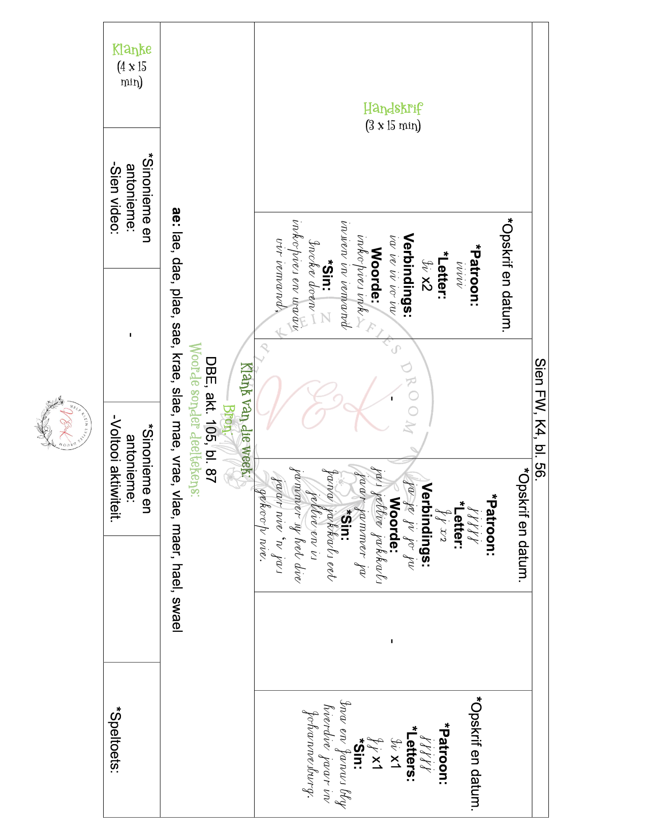 Graad 3 Afrikaans Huistaal Lesbeplanning en Aktiwiteite - Kwartaal 4 2023 - Image 2
