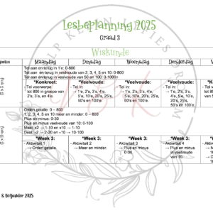 Graad 3 Wiskunde Lesbeplanning - Kwartaal 4 2025