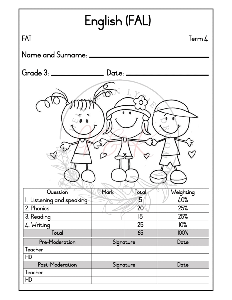 Grade 3 English First Additional Language Formal Assessment Task - Term 4 2025