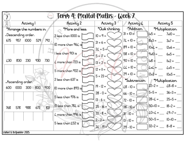 Grade 3 Mental Maths - Term 4
