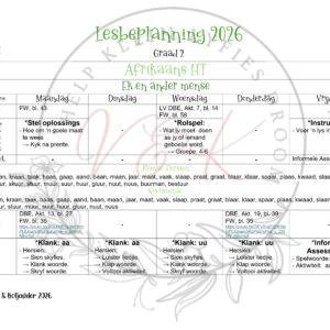 Graad 2 Afrikaans Huistaal Lesbeplanning  - Kwartaal 1 2026