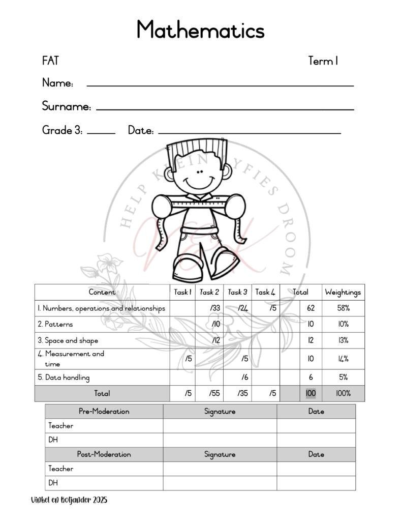Grade 3 Mathamatics Formal Assessment Task - Term 1 2025