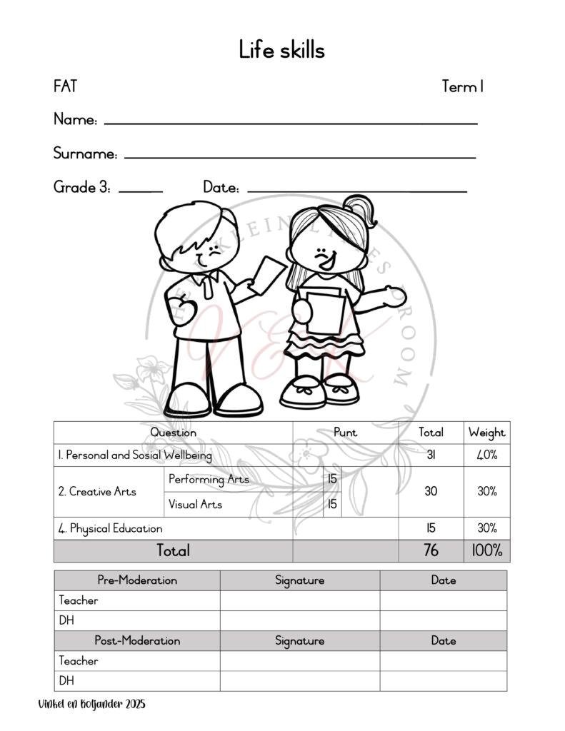 Grade 3 Life Skills Formal Assessment Task - Term 1 2025