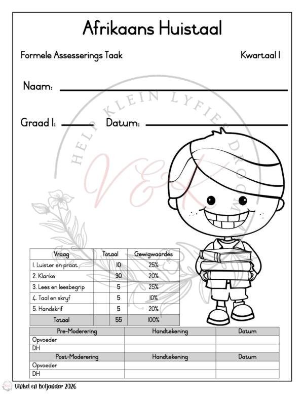 Graad 1 Afrikaans Huistaal Formele Assesserings Taak - Kwartaal 1 2026