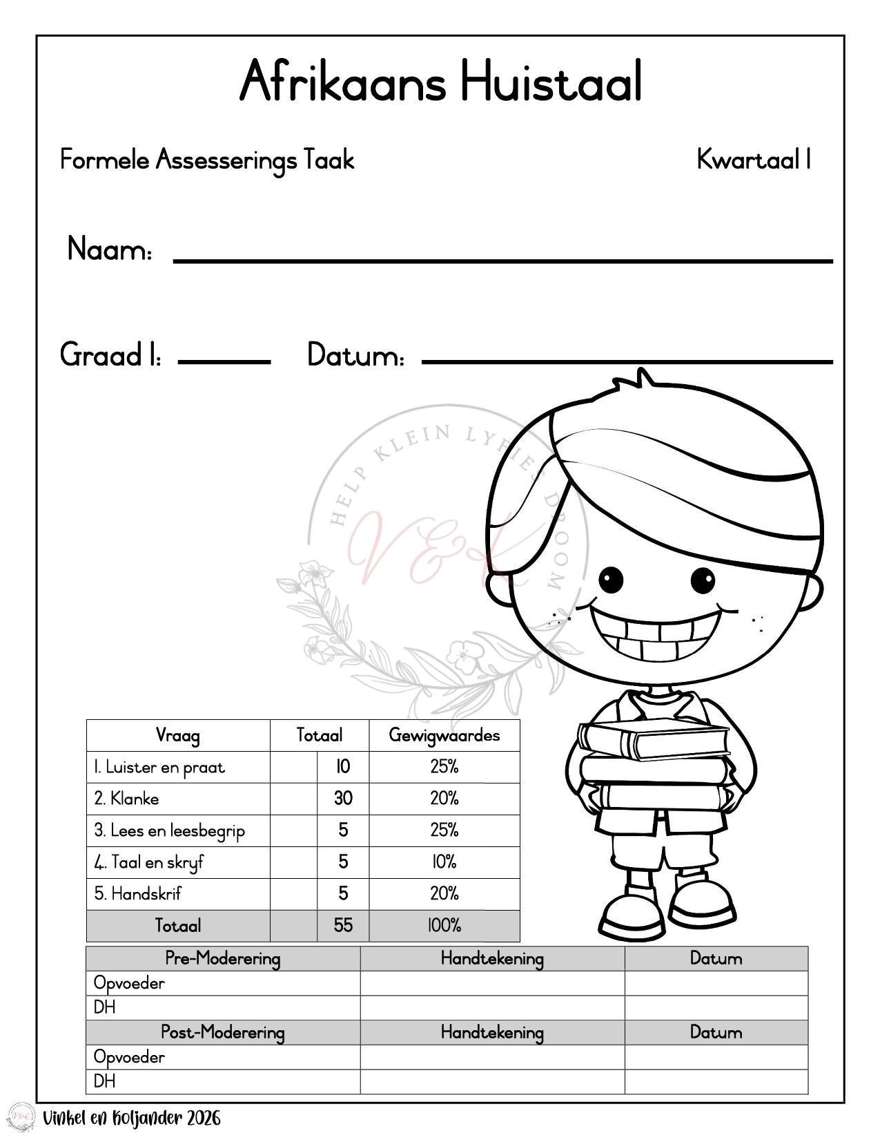Graad 1 Formele Assesserings Take Pakket - Kwartaal 1 2026