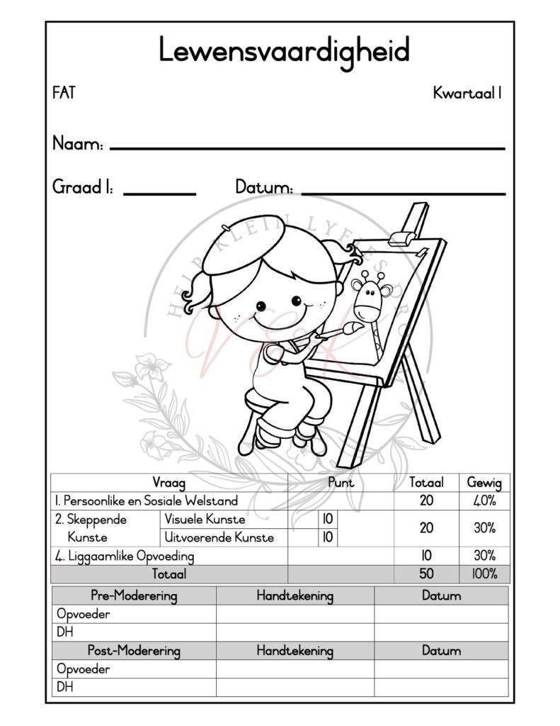 Graad 1 Lewensvaardigheid Formele Assesserings Taak - Kwartaal 1 2026