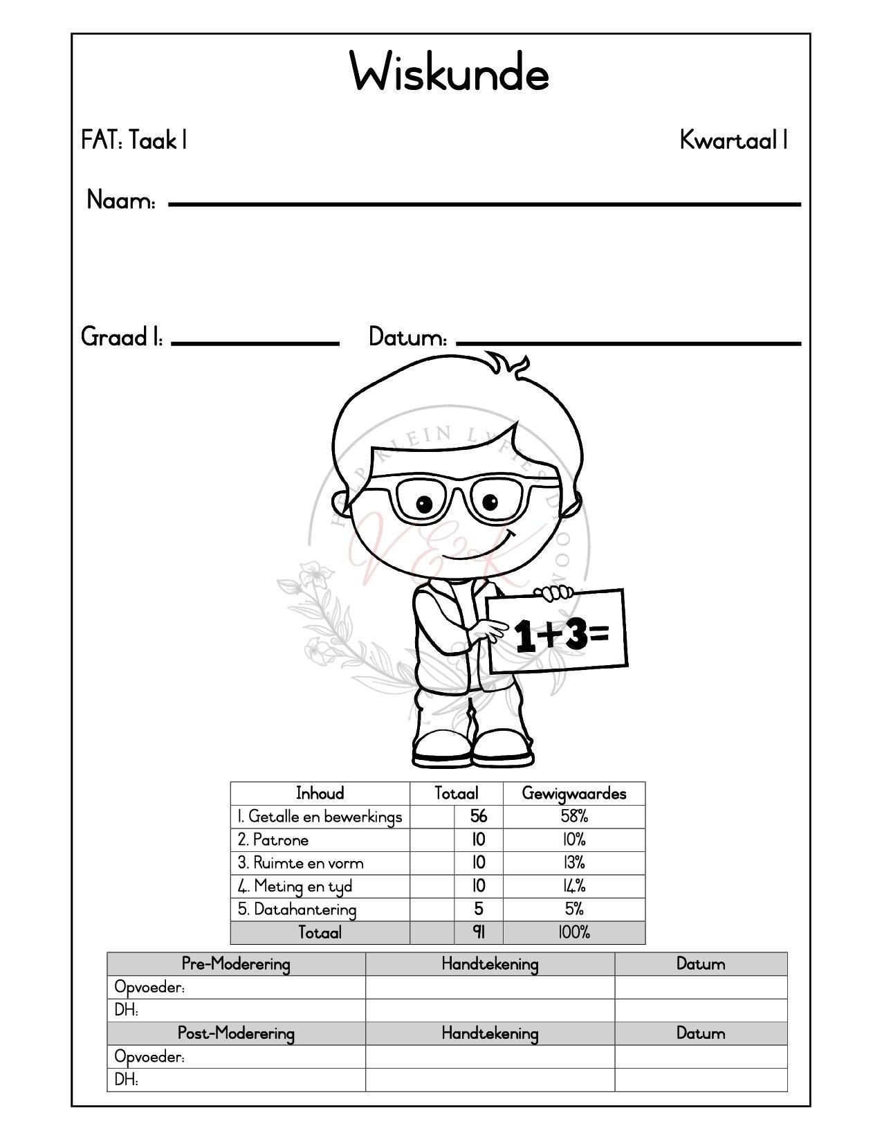 Graad 1 Wiskunde Formele Assesserings Taak - Kwartaal 1 2026