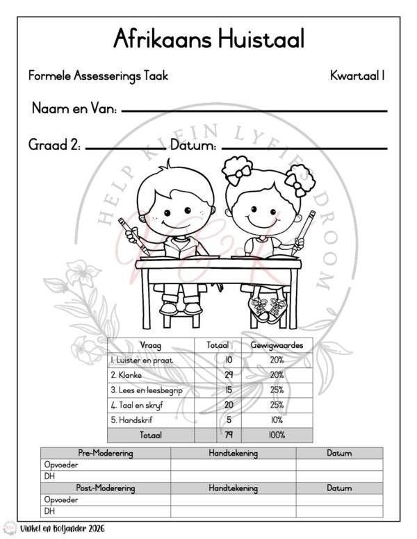 Graad 2 Afrikaans Huistaal Formele Assesserings Taak - Kwartaal 1 2026