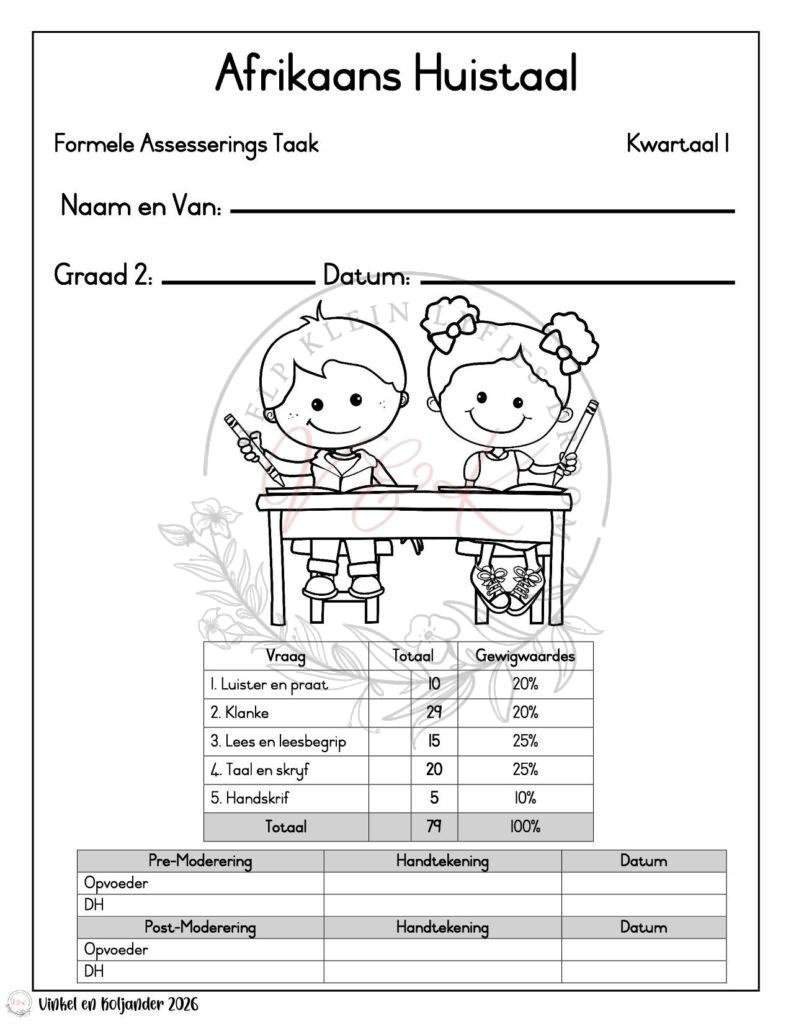 Graad 2 Afrikaans Huistaal Formele Assesserings Taak - Kwartaal 1 2026