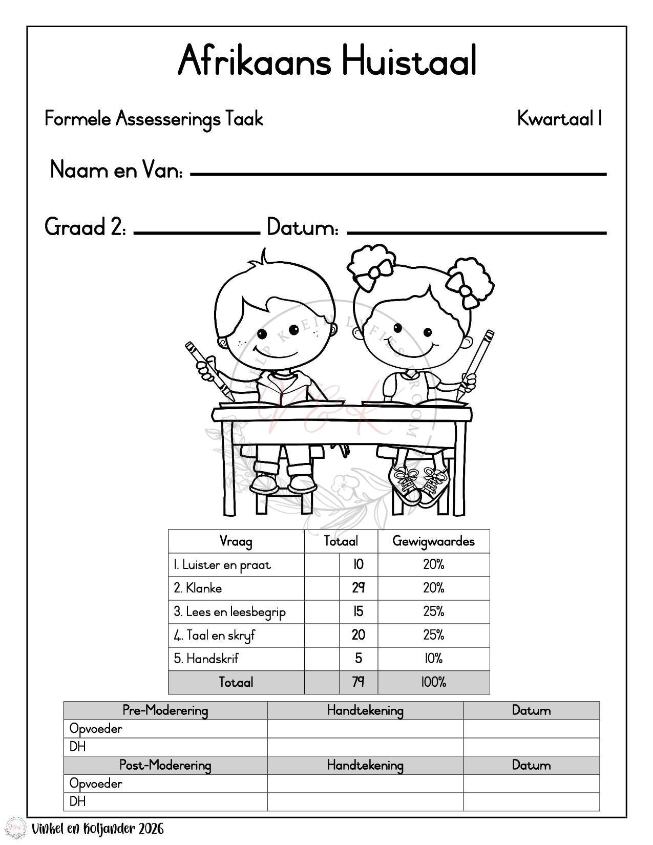 Graad 2 Afrikaans Huistaal Formele Assesserings Taak - Kwartaal 1 2026