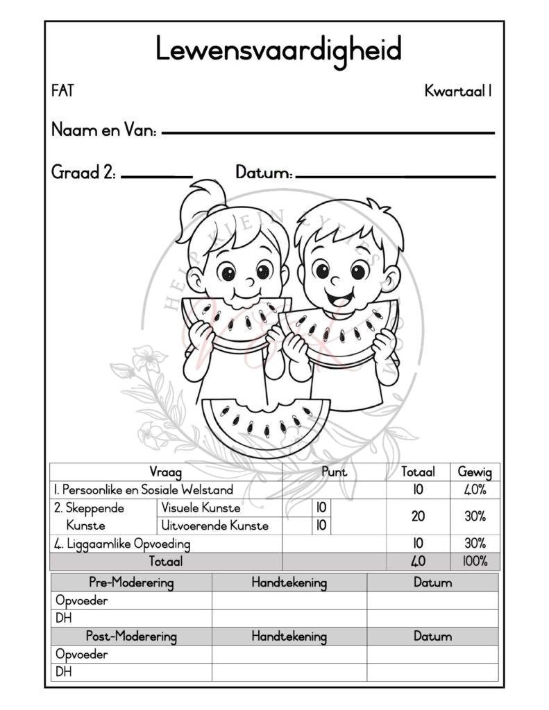 Graad 2 Lewensvaardigheid Formele Assessererings Taak - Kwartaal 1 2026