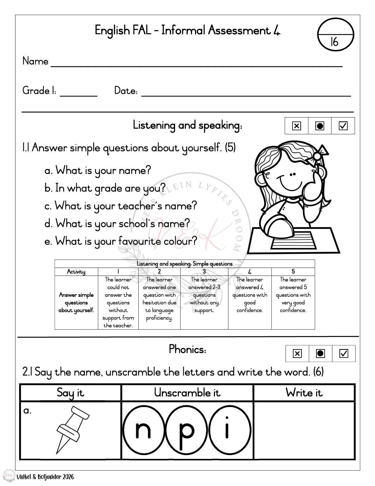 Grade 1 English First Additional Language Lesson Planning Package - Term 1 2026 - Image 8
