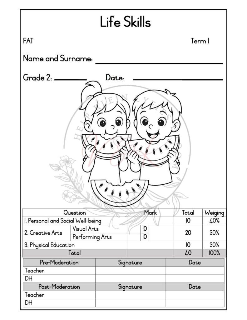 Grade 2 Life Skills Formal Assessment Task - Term 1 2026