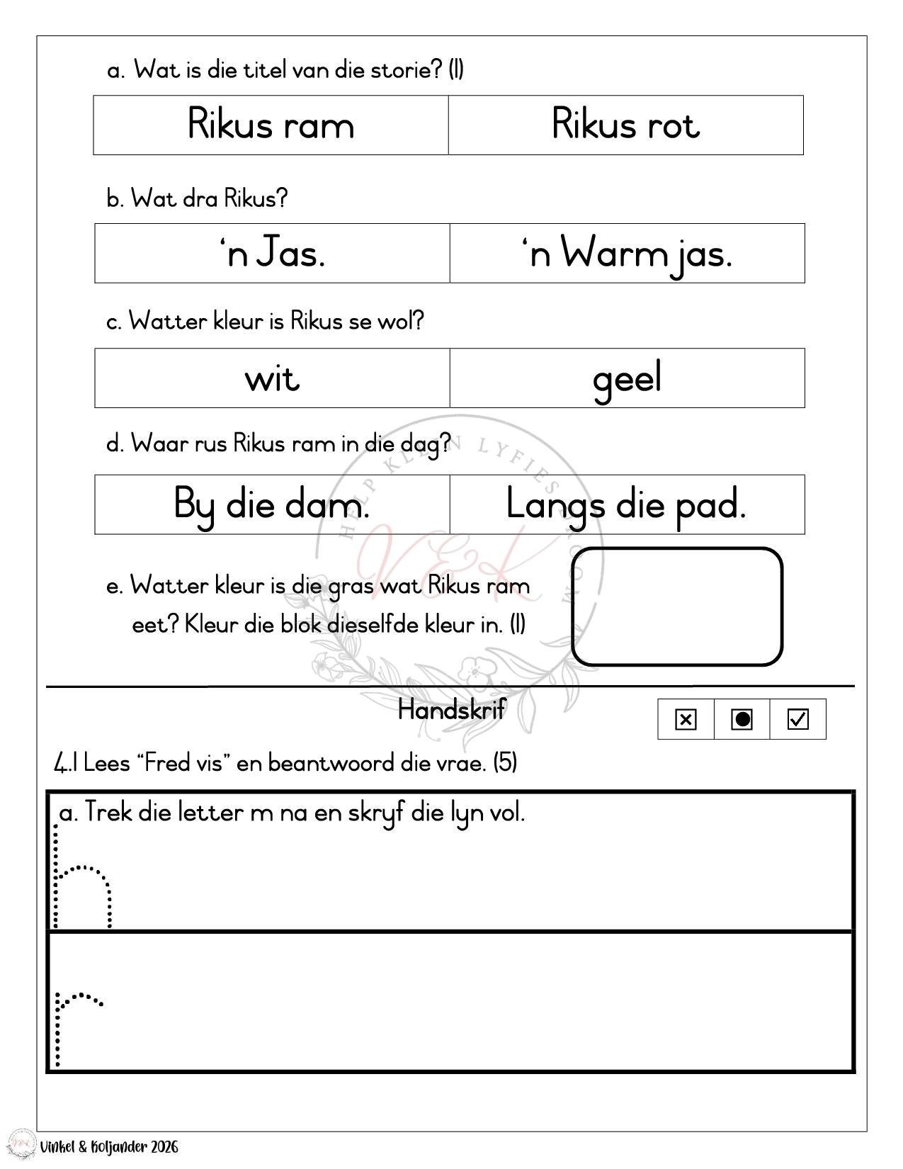 Graad 1 Afrikaans Huistaal Informele Assesserings - Kwartaal 1 2026 - Image 3