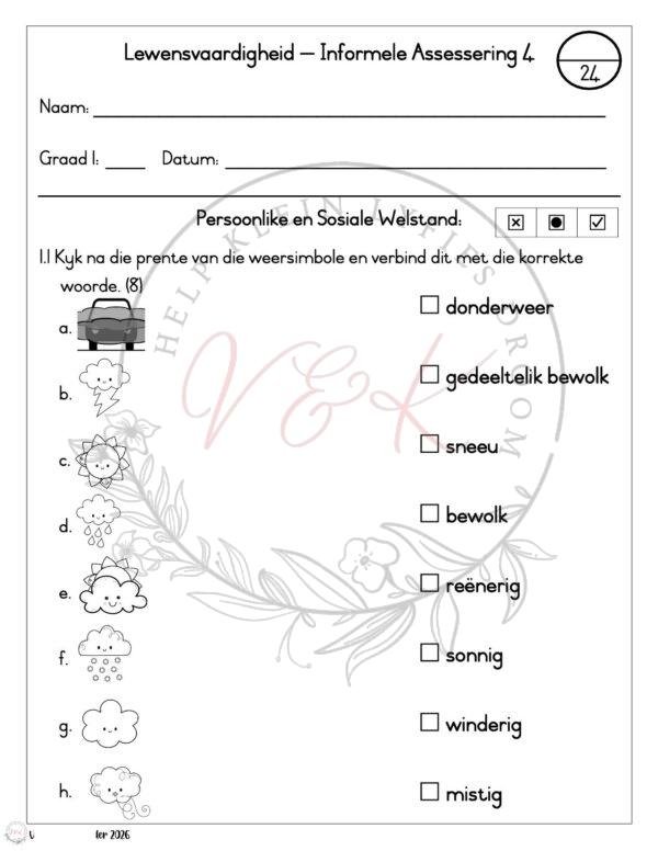 Graad 1 Lewensvaardigheid Informele Assesserings - Kwartaal 1 2026