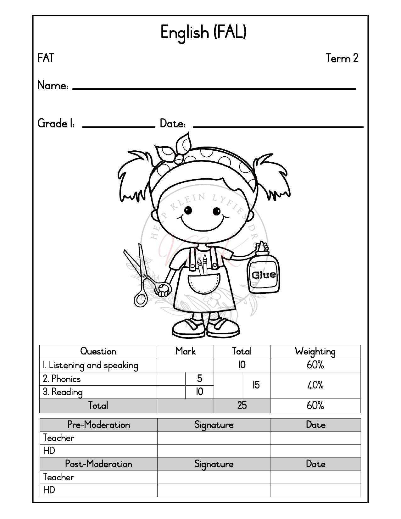 Grade 1 English First Additional Language Formal Assessment - Term 2 2026