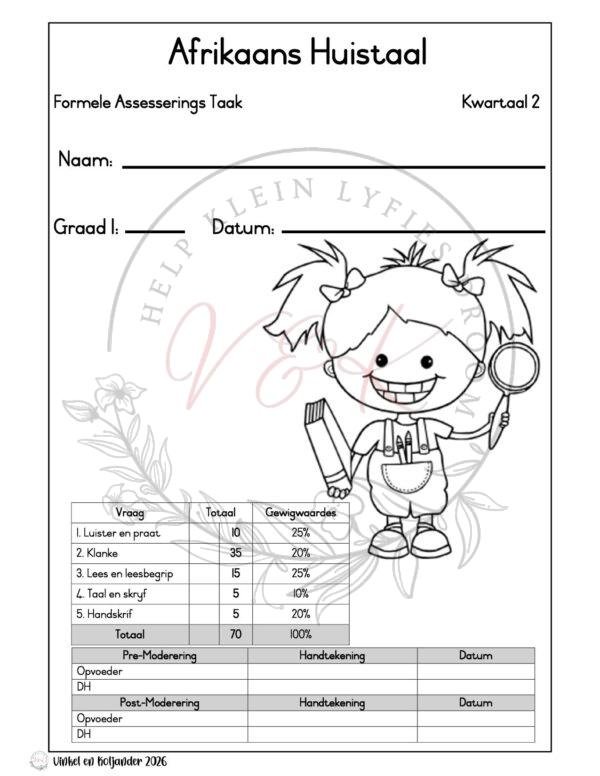 Graad 1 Afrikaans Huistaal Formele Assesserings Taak - Kwartaal 2 2026