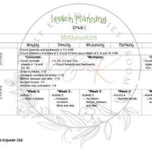 Grade 1 Mathematics Lesson Planning - Term 3 2026