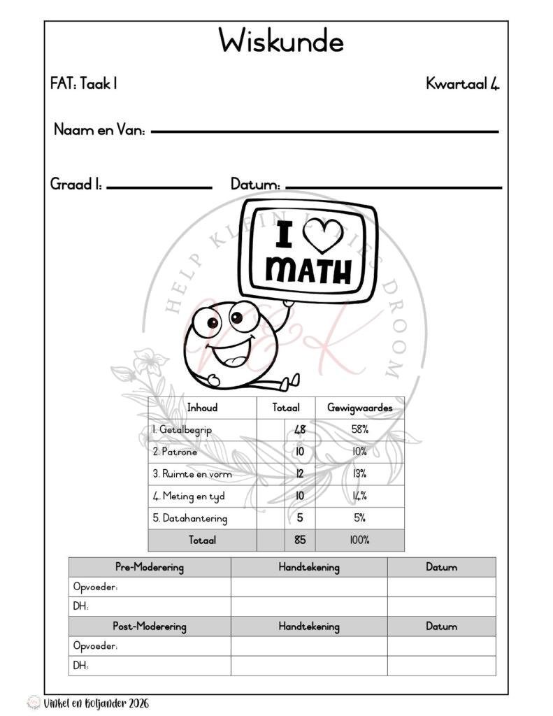Graad 1 Assesserings Pakket - Kwartaal 4 2026