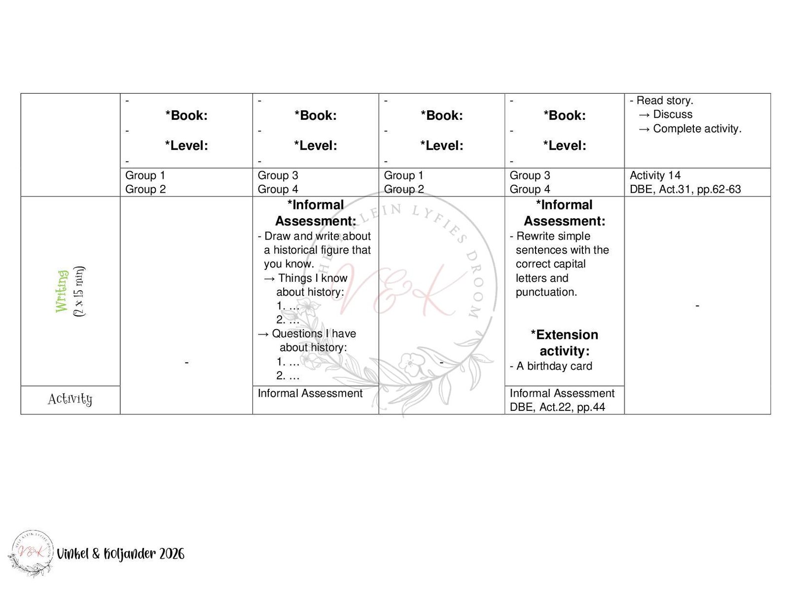 Grade 2 English First Additional Langugae Lesson Planning - Term 4 2026 - Image 3